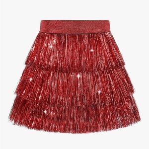 Girls red tinsel skirt